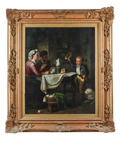 19th C G. Muller Attributed Genre Oil Painting