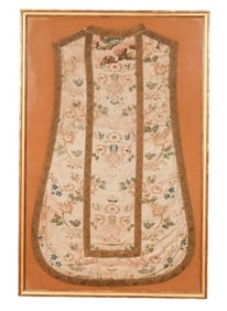 Antique Italian Hand Embroidered Silk Chasuble