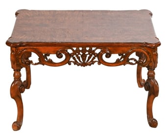 Vintage Hand Carved Burr Walnut Side Table