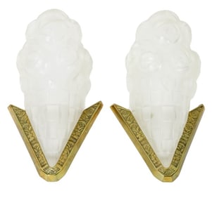 French Art Deco David Dugue Bouquet Wall Sconces