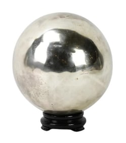 Stainless Steel Accent Sphere w Hand Carved Stand