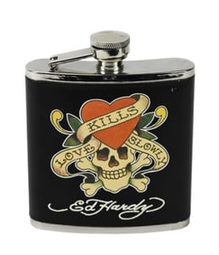 Ed Hardy Love Kills Hip Stainless Steel Flask