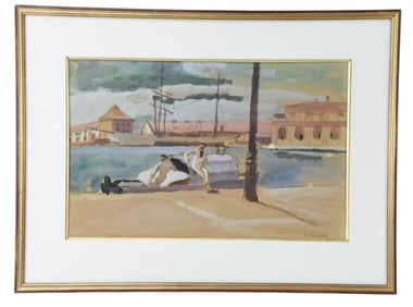 Etienne Bouchaud Signed Watercolor Painting
