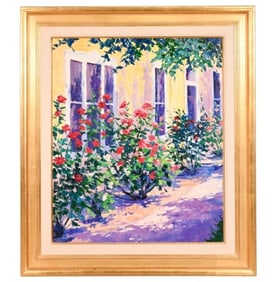 Sandra Boschet Signed Oil Painting Crimson Roses