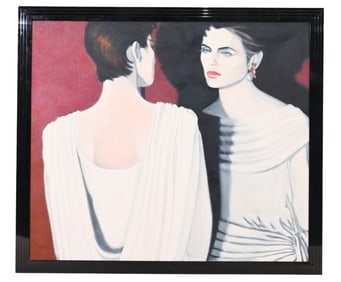 Stephen Reyes Signed Oil Painting 2 Women 1985