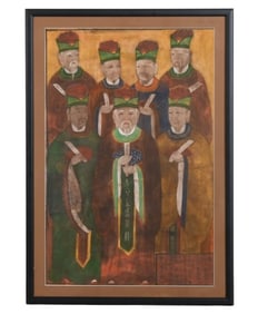 Antique Japanese Ancestor Painting on Cloth