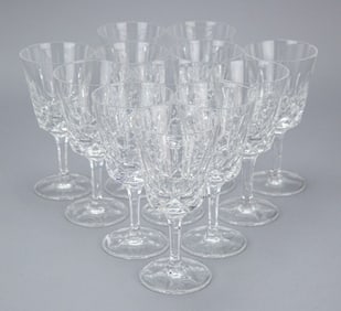 12 Gorham Cut Crystal Stem White Wine Glasses