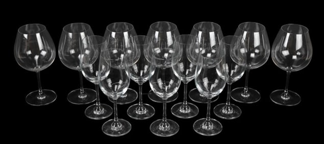 14 Riedel Stem Glasses Includes Red & White Wine