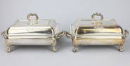 2  Antique Sheffield Silver Plate Vegetable Dishes
