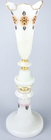 Antique Hand Painted Satin Art Glass Epergne