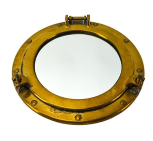 Brass Porthole Form Mirror.