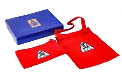 2 Vintage Mark Cross Red Canvas Travel Bags