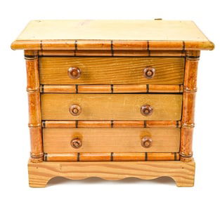 Antique French Bamboo Carved Doll Dresser