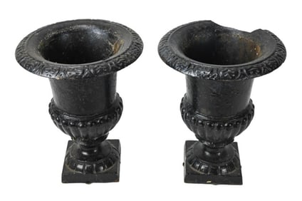 Antique Victorian Cast Iron Table Top Urns