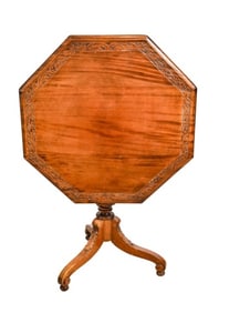 Antique Hand Carved Tilt Top Side Table