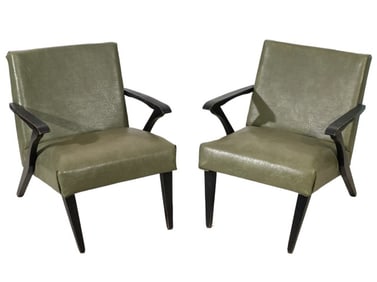 Pair of 1960's Czech Leather Upholstered Armchairs