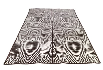 Williams Sonoma Crewel Black Stripped Wool Rug