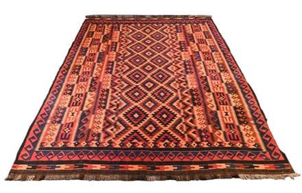 Antique Oriental Hand Woven Kilim Afghan Rug