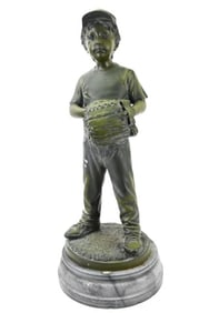 Jim Davidson Signed Bronze Sculpture Boy at Base
