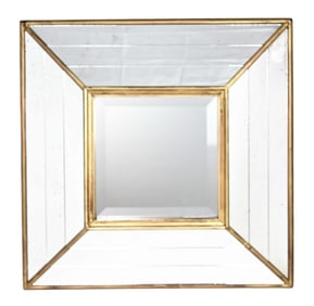 Contemporary Mirrored Cushion Beveled Wall Mirror