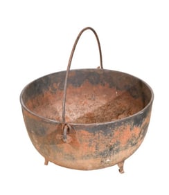 Antique 26 Inch Cast Iron Cauldron w Handle