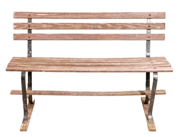 Vintage Wrought Iron & Wood Slats Park Bench