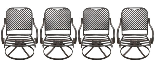 4 Hampton Bay Outdoor Metal Swivel Chairs