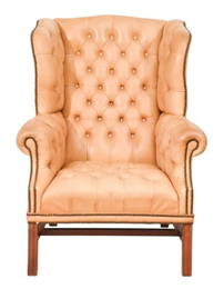 Chesterfield Tufted Leather Wingback Chair