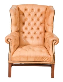 Chesterfield Tufted Leather Wingback Chair