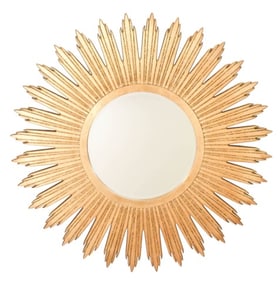 Hand Carved Gilt Sunburst Beveled  Mirror