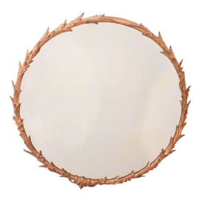 Antique Hand Carved Gilt Round Mirror