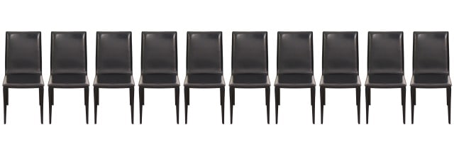 10 Italian Frag Latina Black Leather Dining Chairs