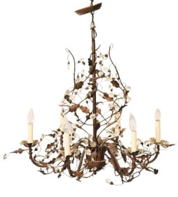 Metal Tole and Crystal 6 Light Chandelier