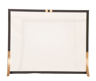 Contemporary Iron Brass and Glass Fireplace Screen