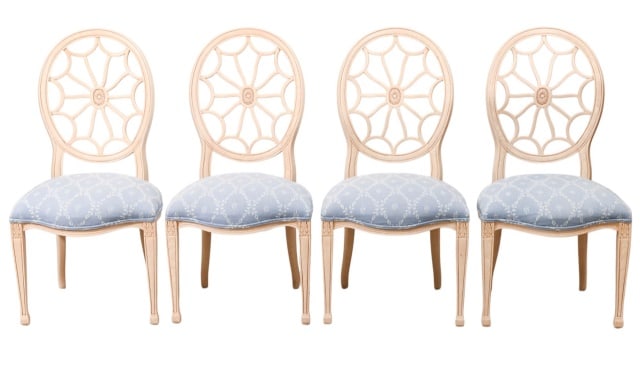 4 Hepplewhite Style Carved Upholstered Side Chairs (1 of 14)