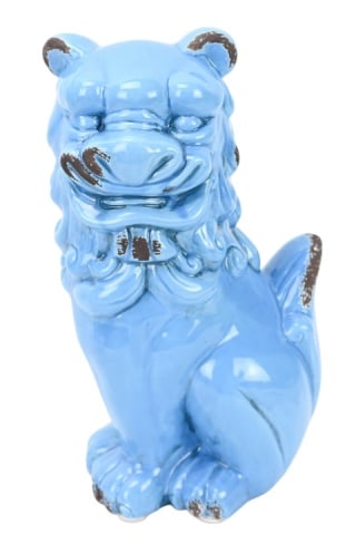 Turquoise Blue Porcelain Foo Dog Table Statue (1 of 12)