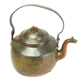 Antique Copper Over Brass Teapot