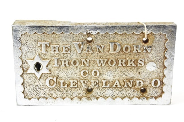 Antique Circa 1880 Van Dorn Iron Works Prison Lock: Antique Circa 1880 Van Dorn Iron Works, Cleveland, Ohio Jail Prison Lock. Cast Iron with company insignia. 4 inches x 11 inches x 6 inches