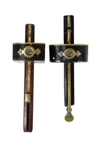 Carpenters Hand Carved Inlaid Brass Mortise Gauges