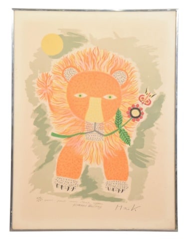 Henri Maik Signed Numbered Serigraph of Lion (1 of 12)