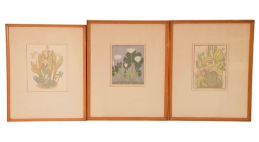 3 Mary Phillips Cunningham Signed Woodblocks