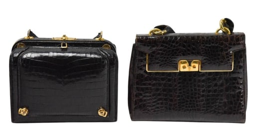 2 Vintage Alligator Skin Handbags
