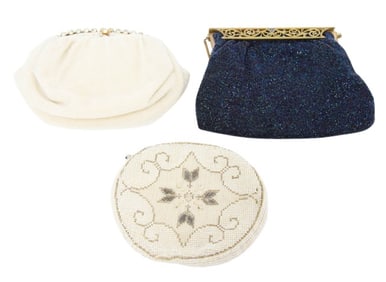 3 Antique Beaded European Women's Handbags