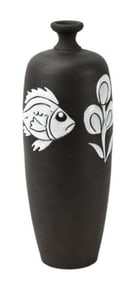 Art Deco Signed Elongated Hand Painted Vase