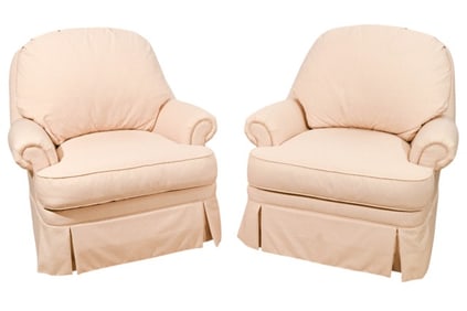 Two Ethan Allen Custom Upholstered Lounge Chairs