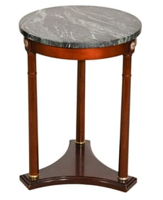 Empire Tripod Marble Top Side Table Brass Fittings