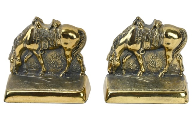 Pair Brass Western Saddle Horse Bookends (1 of 7)