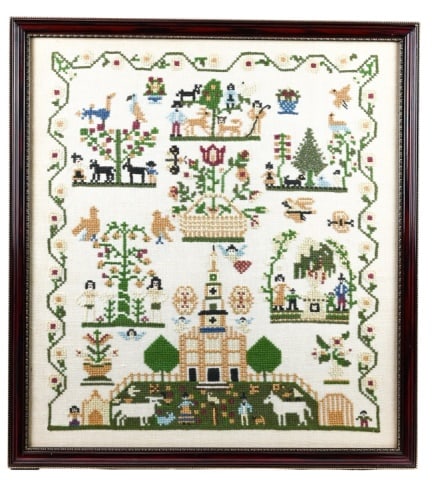 Vintage Cross Stitch Sampler in Frame (1 of 7)