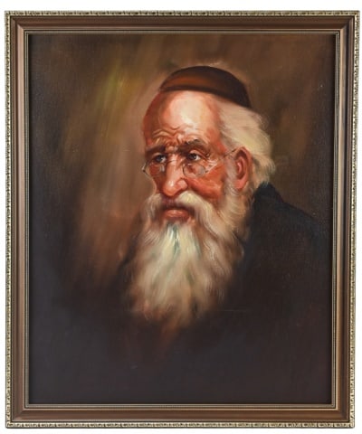 Vintage Signed Oil Painting Portrait of Rabbi (1 of 6)