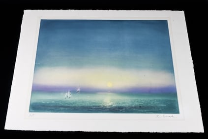 Kaiko Moti Signed Sunset Color Aquatint